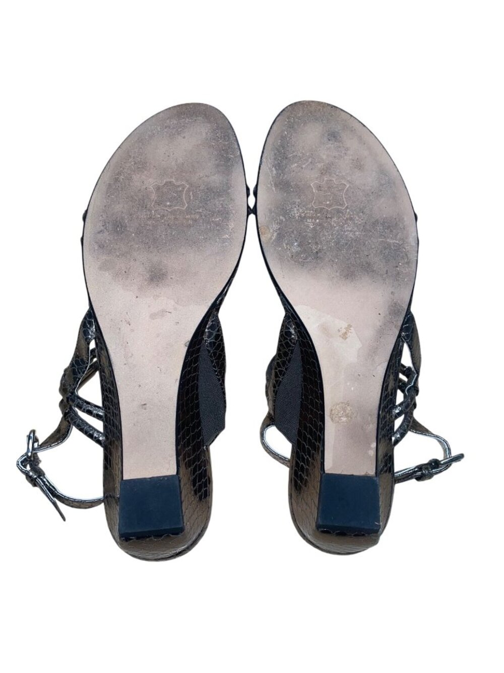 Stuart Weitzman Women’s Silver Snake Print Slingback Wedge Sandals Size 9.5 - Picture 9 of 9